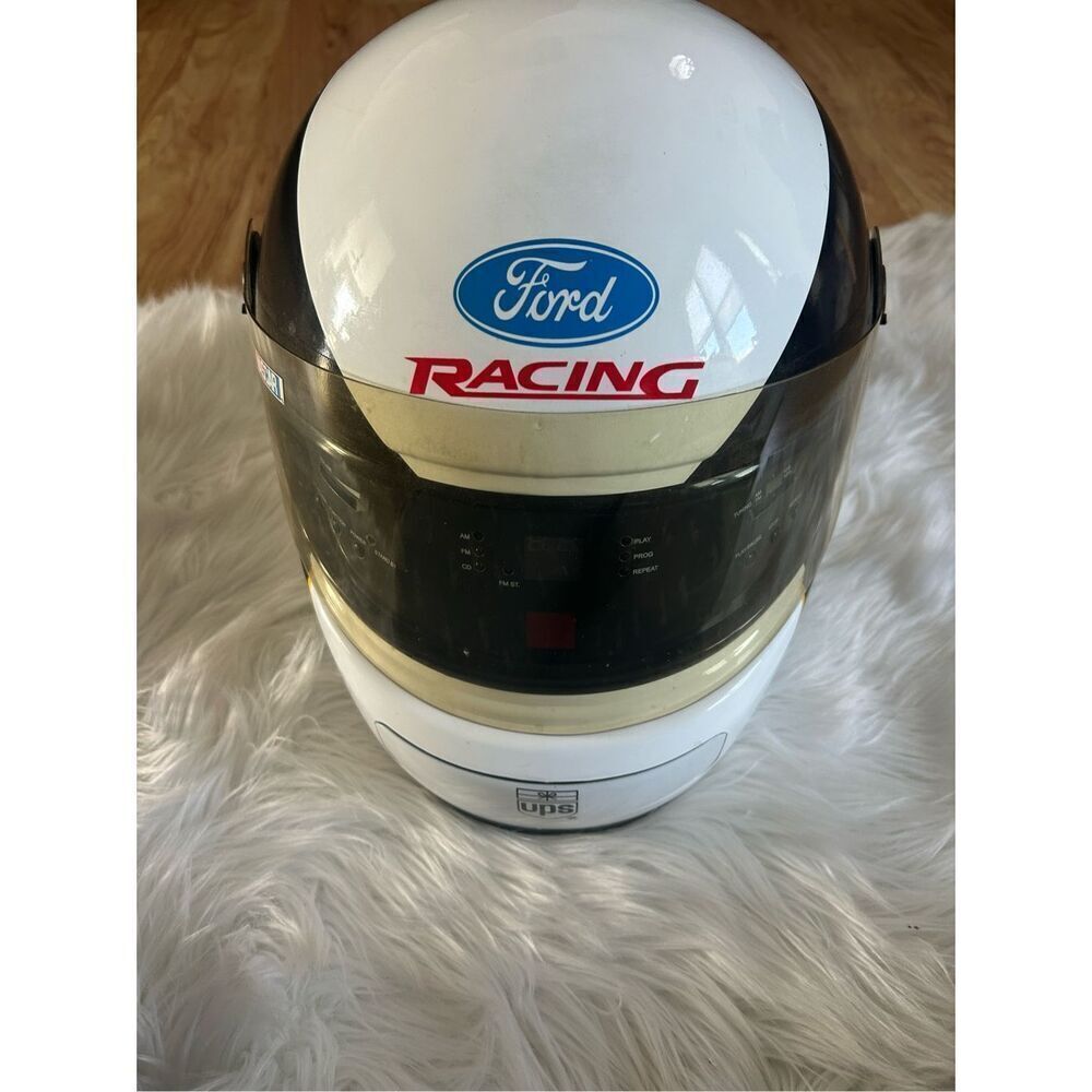 Racing helmet ford ups racing radio and cd player no cord tested radio works dal